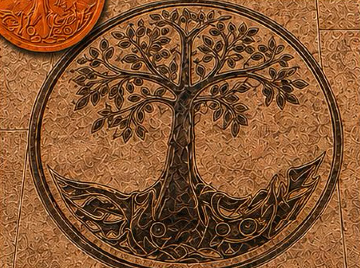 Rosetón Árbol de la Vida en hormigón estampado